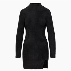 Wilfred Aritzia • WILFRED FREE Hush Knit Station Mini Dress Ribbed Mock Neck